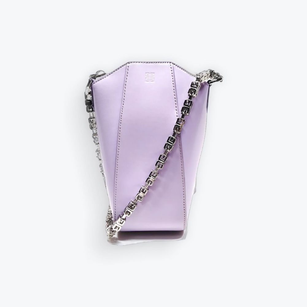 Auth Givenchy Lilac Purple Polished Leather Mini Vertical Antigona Satchel Ex++ - Picture 3 of 13